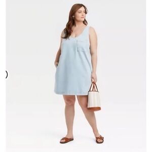 NWT Universal Thread Light Blue Demin Sleeveless Size Large Dress